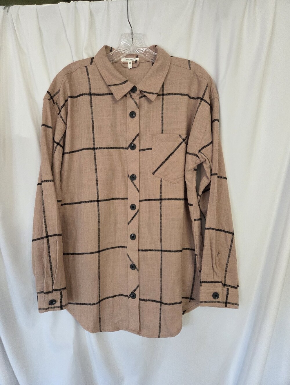 Maurices Windowpane Plaid Cotton Button Down Shirt NWT Size S